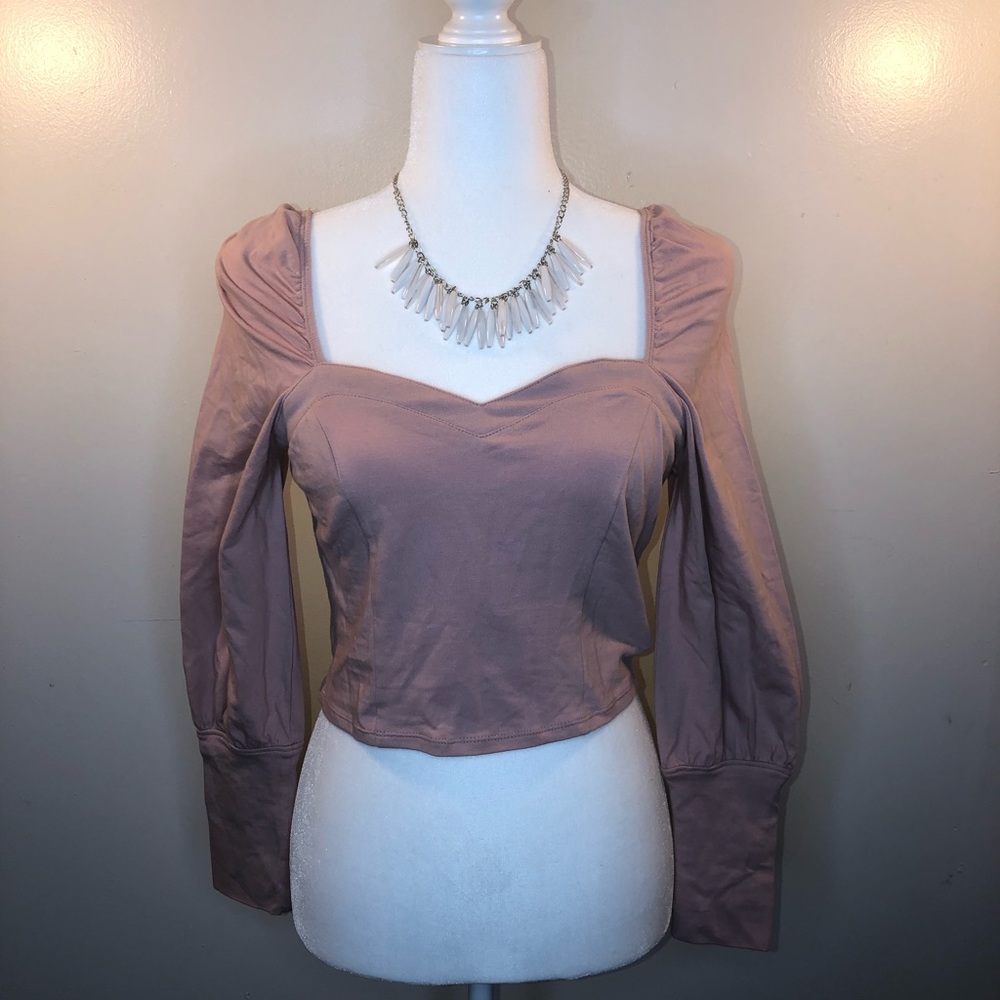 Charlotte Russe Crop Top Peasant sleeve